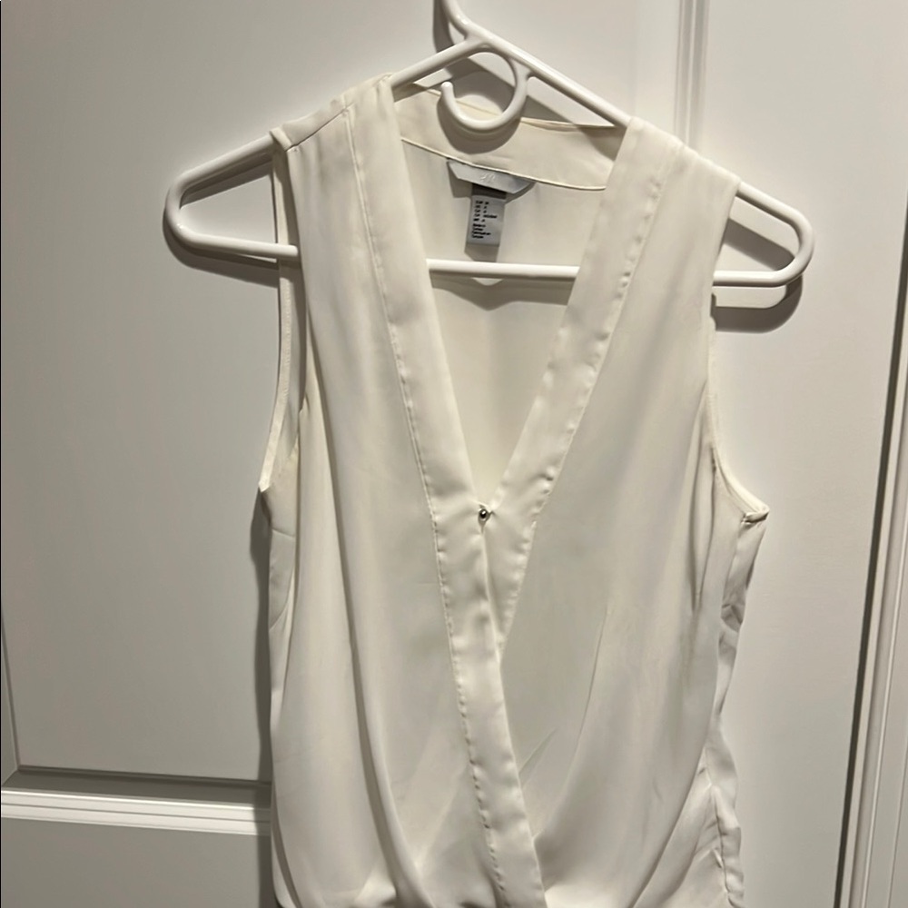 H&M White Sleeveless Wrap Blouse